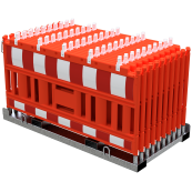 SET | with 20 panel fence | on storage and transport crossbar | with lamp adapter | with red/white foil, type RA1/A | type of barrier NOX red